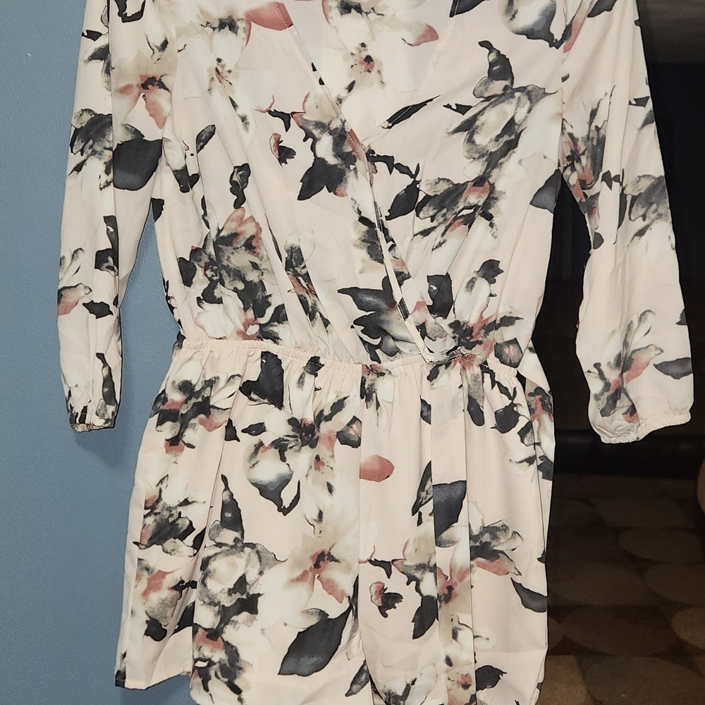 One Clothing Floral Long Sleeve Dress - Black and Pink